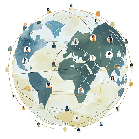 Global network on world map